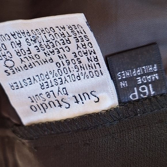 Suit Studio Pant Suit SzP16 Dbl Breasted FullyLined Pants/Jacket Olive Polyester - Picture 14 of 15